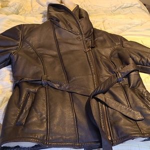 EUC XL fur lined Wilson's leather coat